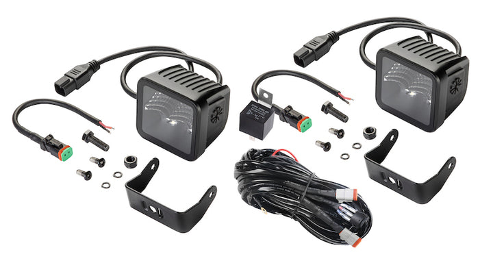 Hella Universal Black Magic 3.2in L.E.D. Cube Kit - Flood Beam - Bull Strap