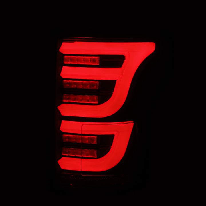 AlphaRex 15-20 Ford F150 Luxx-Series LED Tail Lights Alpha-Black - Bull Strap