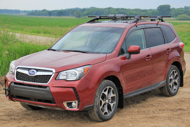 Rally Armor 14-18 Subaru Forester Black Mud Flap w/ Grey Logo - Bull Strap