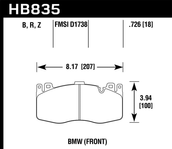 Hawk 15-19 BMW X6 M Performance Ceramic Street Front Brake Pads - Bull Strap