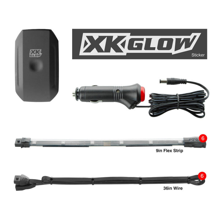 XK Glow Flex Strip Million Color XCHROME Smartphone App Controlled Undercar Kit 6x10In - Bull Strap