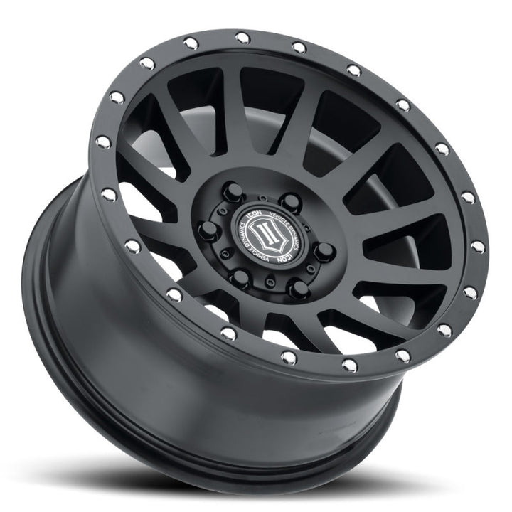 ICON Compression 17x8.5 6x5.5 0mm Offset 4.75in BS 106.1mm Bore Satin Black Wheel - Bull Strap