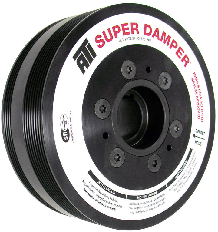ATI Damper - 7.65in - Alum - 8 & 4 Grv - LS7 - Y Body Corvette - Gen 5 Z28 - LS3 - OEM Size - 2 Ring - Bull Strap