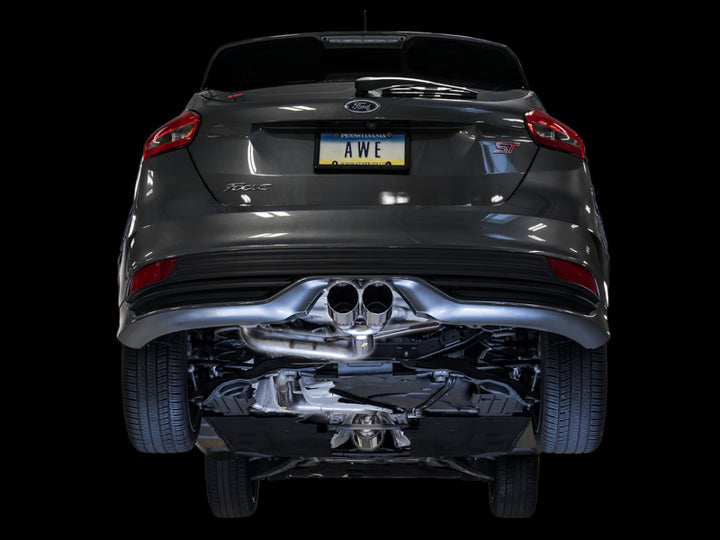 AWE Tuning Ford Focus ST Track Edition Cat-back Exhaust - Chrome Silver Tips - Bull Strap