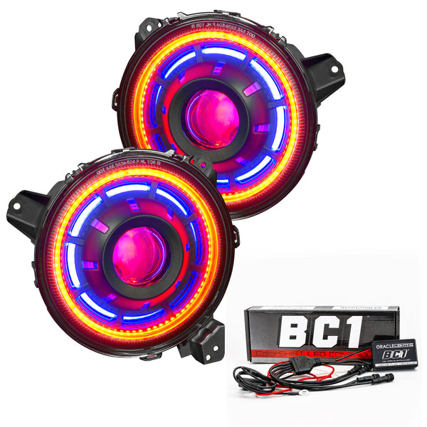 Oracle Oculus Bi-LED Projector Headlights for Jeep JL/Gladiator JT - w/ BC1 Controller - Bull Strap
