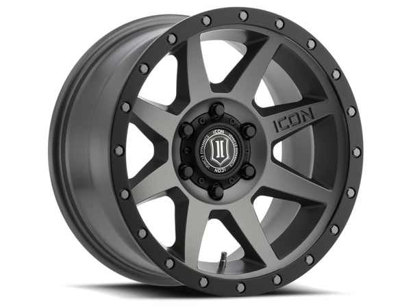 ICON Rebound 18x9 6x5.5 0mm Offset 5in BS 106.1mm Bore Titanium Wheel - Bull Strap