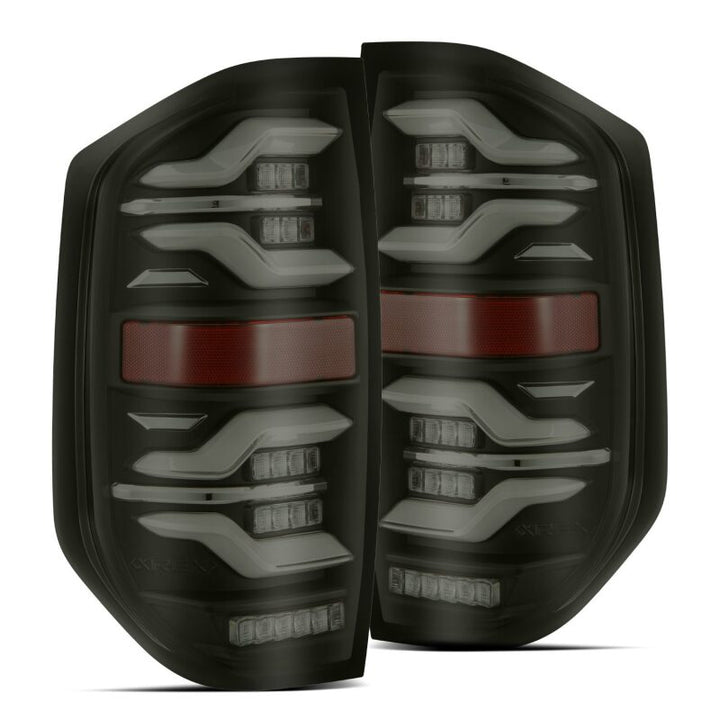 AlphaRex 14-21 Toyota Tundra LUXX LED Taillights Blk w/Activ Light/Seq Signal - Bull Strap