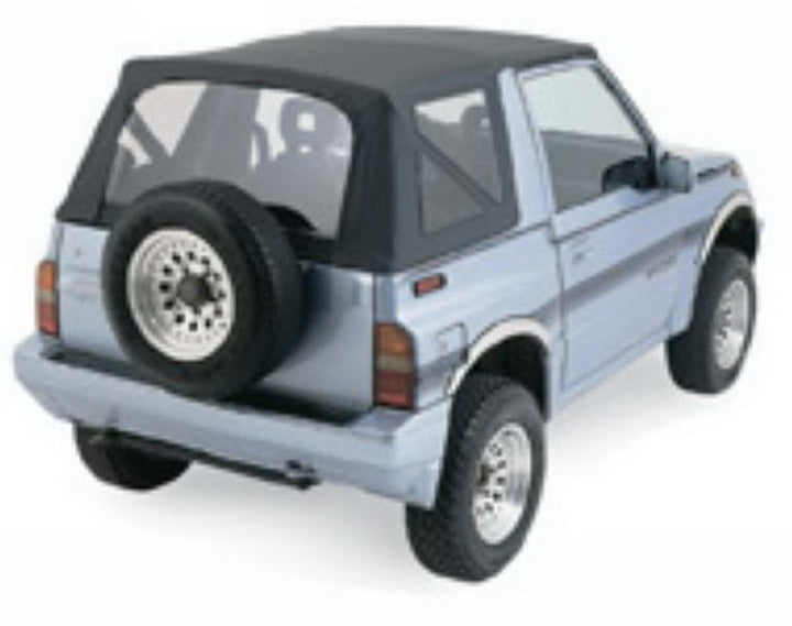 Rampage 1995-1998 Geo Tracker Soft Top OEM Replacement - Black Denim - Bull Strap