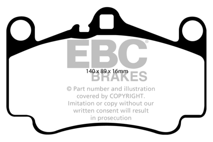 EBC 03-05 Porsche 911 (996) (Cast Iron Rotor only) 3.6 Carrera 4S Yellowstuff Front Brake Pads - Bull Strap