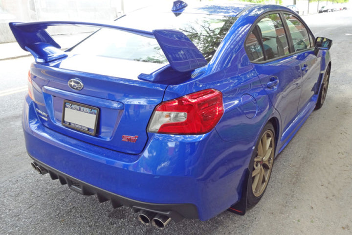 Rally Armor 15-21 Subaru WRX/STI Black UR Mud Flap w/Light Blue Logo - Bull Strap