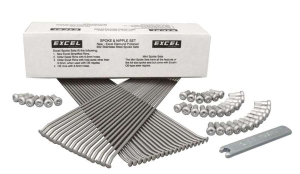 Excel Front Spoke/Nipple Set (w/ Wrench) - 9 Gauge / 36 Qty - Silver - Bull Strap