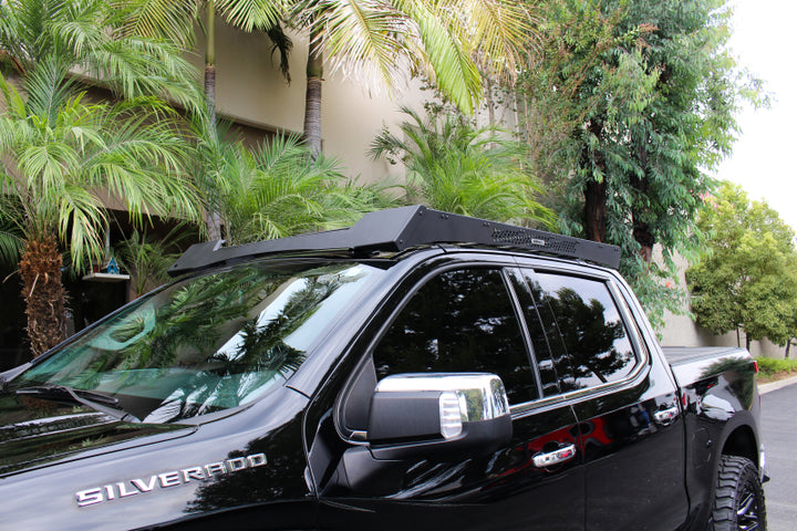 Go Rhino 19-23 Chevrolet/GMC Silverado/Sierra 1500 CC Ceros Low Profile Roof Rack - Tex. Blk - Bull Strap