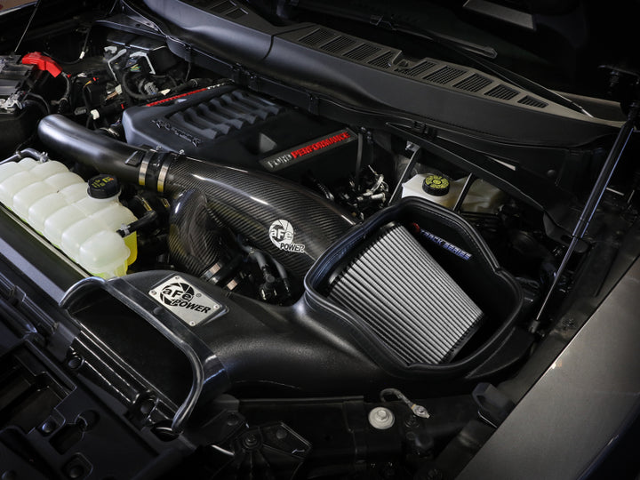 aFe 21-24 Ford F150 Raptor Track Series Carbon Fiber Cold Air Intake System w/ Pro DRY S Filter - Bull Strap