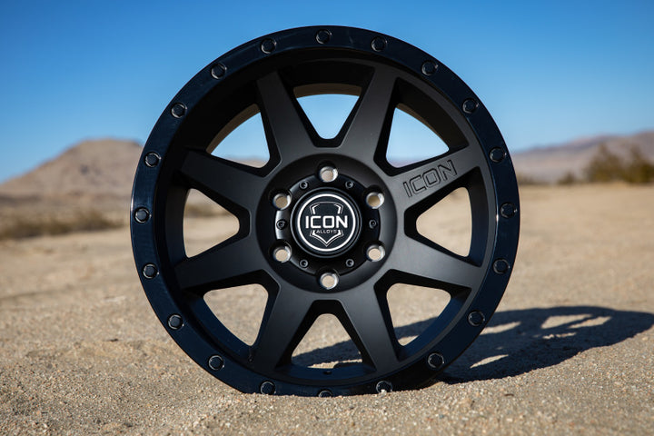 ICON Rebound 18x9 6x5.5 0mm Offset 5in BS 106.1mm Bore Double Black Wheel - Bull Strap