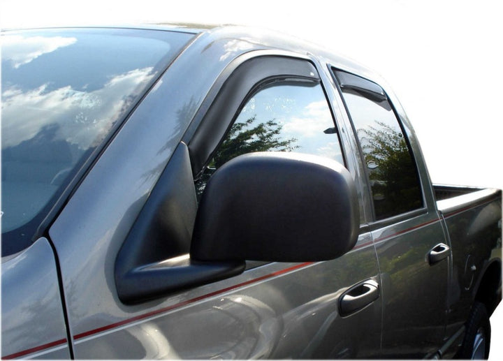AVS 02-08 Dodge RAM 1500 Quad Cab Ventvisor In-Channel Front & Rear Window Deflectors 4pc - Smoke - Bull Strap