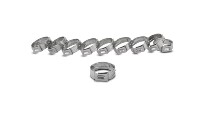 Vibrant One Ear Stepless Pinch Clamps 16.0-19.2mm clamping range (Pack of 10) SS 7mm band width - Bull Strap