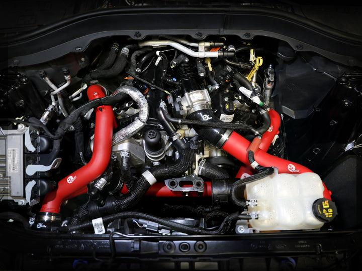 aFe 22-23 Ford Explorer BladeRunner Aluminum Hot and Cold Charge Pipe Kit - Red - Bull Strap