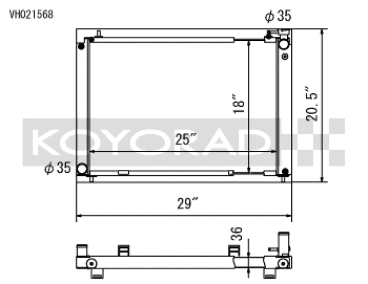 Koyo 03-06 Nissan 350Z VQ35DE (MT) Cross Flow Radiator - Bull Strap