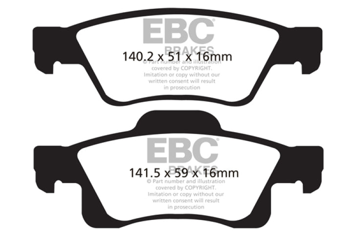 EBC 11+ Dodge Durango 3.6 Extra Duty Rear Brake Pads - Bull Strap