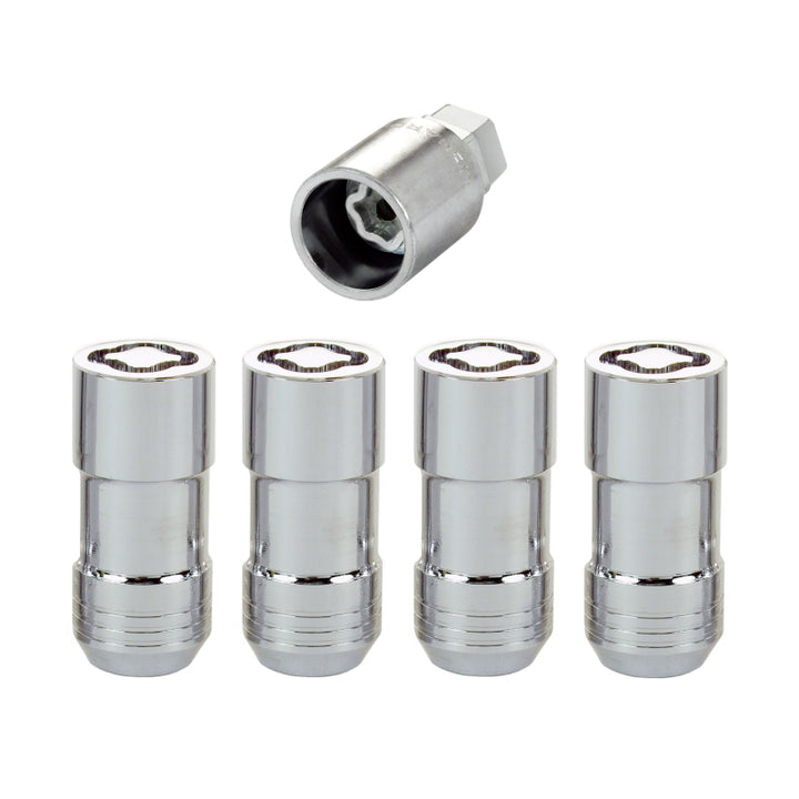 McGard Wheel Lock Nut Set - 4pk. (Cone Seat) M14X1.5 / 21mm & 22mm Dual Hex / 1.965in. L - Chrome - Bull Strap