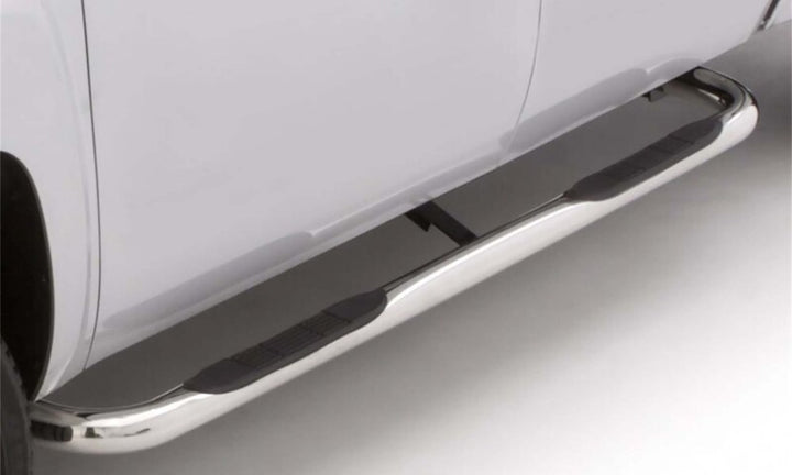 Lund 99-13 Chevy Silverado 1500 Ext. Cab (Body Mount) 3in. Round Bent SS Nerf Bars - Polished - Bull Strap