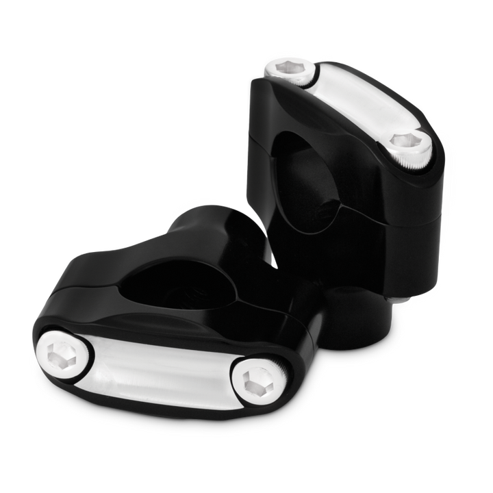 Burly Brand Reaper Riser Clamp 2-Bolt 1-1/2in Tall for 1in Bar, Set - Black Machined - Bull Strap