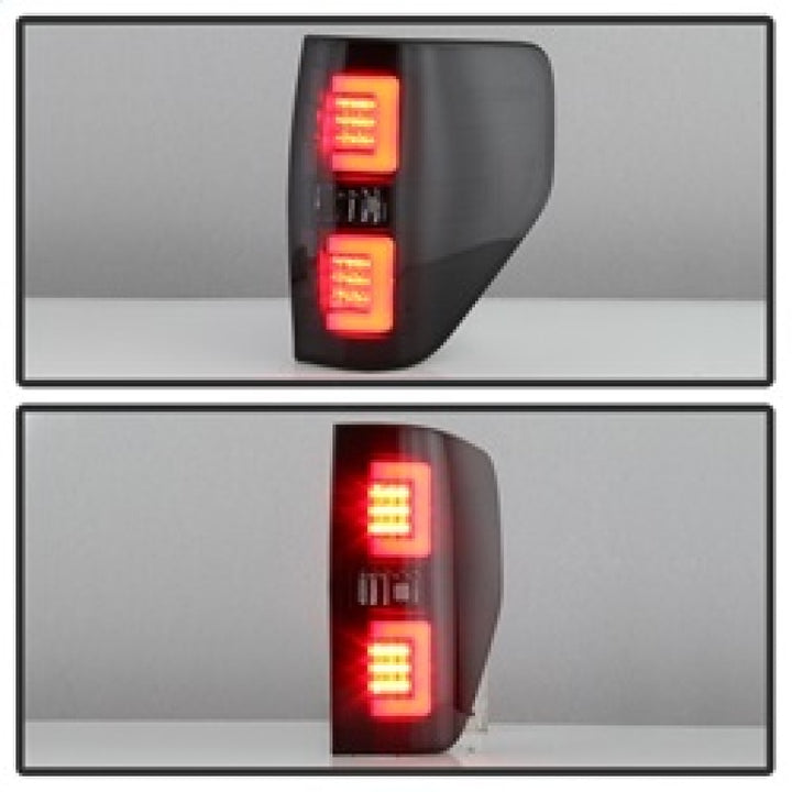 Spyder 09-14 Ford F150 V2 Light Bar LED Tail Lights - Blk Smoke (ALT-YD-FF15009V2-LBLED-BSM) - Bull Strap