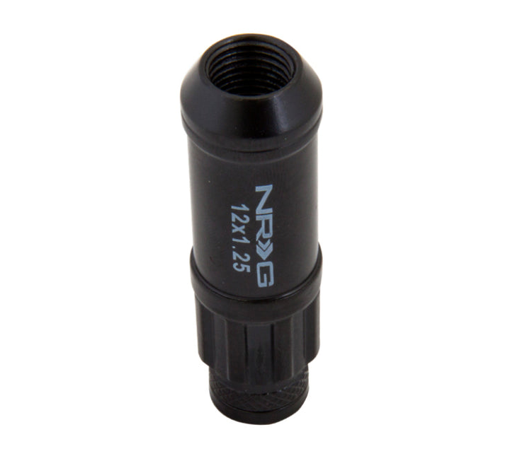 NRG 700 Series M12 X 1.25 Steel Lug Nut w/Dust Cap Cover Set 21 Pc w/Locks & Lock Socket - Black - Bull Strap