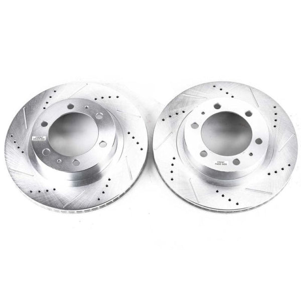 Power Stop 03-09 Toyota 4Runner Front Evolution Drilled & Slotted Rotors - Pair - Bull Strap