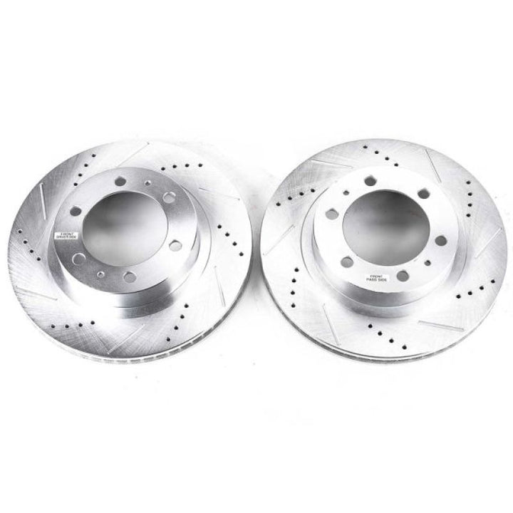 Power Stop 03-09 Toyota 4Runner Front Evolution Drilled & Slotted Rotors - Pair - Bull Strap