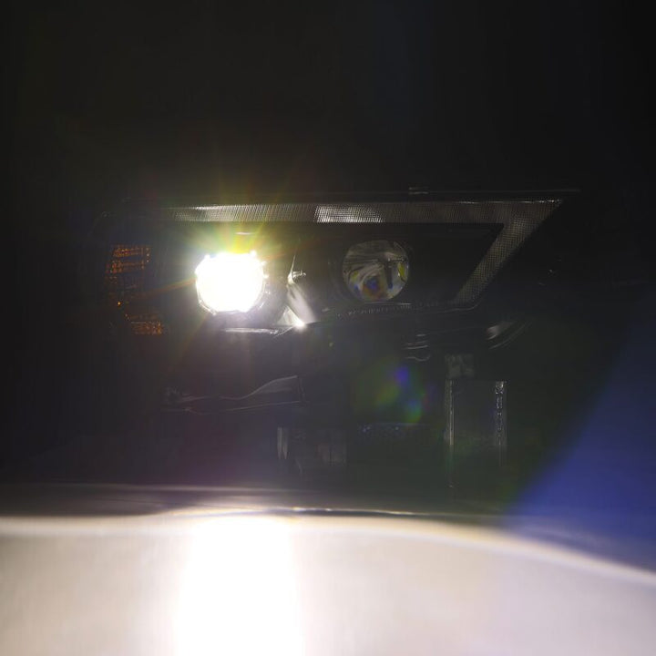 AlphaRex 14-20 Toyota 4Runner LUXX LED Proj Headlights Black w/Activ Light/Seq Signal/DRL - Bull Strap