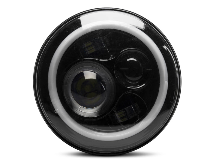 Raxiom 97-18 Jeep Wrangler TJ/JK Axial Halo Headlights w/ DRL Amber Signals- Blk Hsng (Clear Lens) - Bull Strap