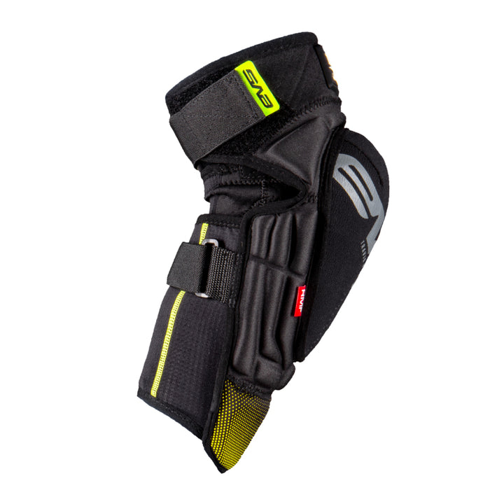 EVS TP199 Knee/Shin Guard Pair Black/Hi Viz - Youth - Bull Strap