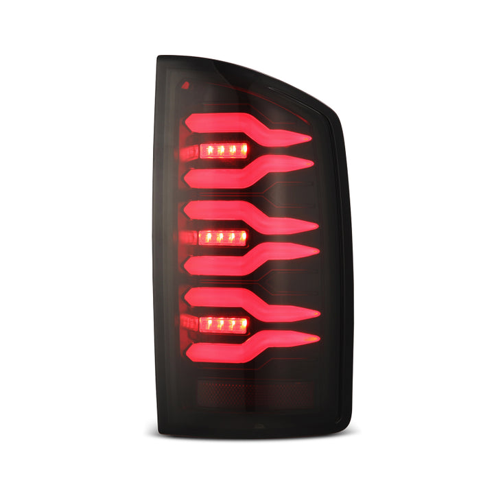 AlphaRex 02-06 Dodge Ram1500 + 03-06 Dodge Ram2500/3500 Luxx-Series LED Tail Lights (Pair) Black/Red - Bull Strap