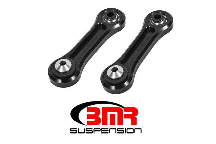 BMR 15-17 S550 Mustang Rear Lower Control Arms Vertical Link (Delrin/Bearing) - Black - Bull Strap