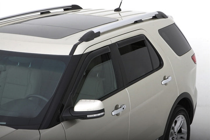 AVS 11-18 Ford Explorer Ventvisor In-Channel Front & Rear Window Deflectors 4pc - Smoke - Bull Strap