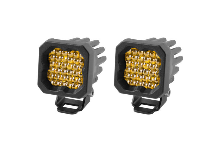 Diode Dynamics Stage Series C1 LED Pod Pro - Yellow Flood Standard ABL (Pair) - Bull Strap