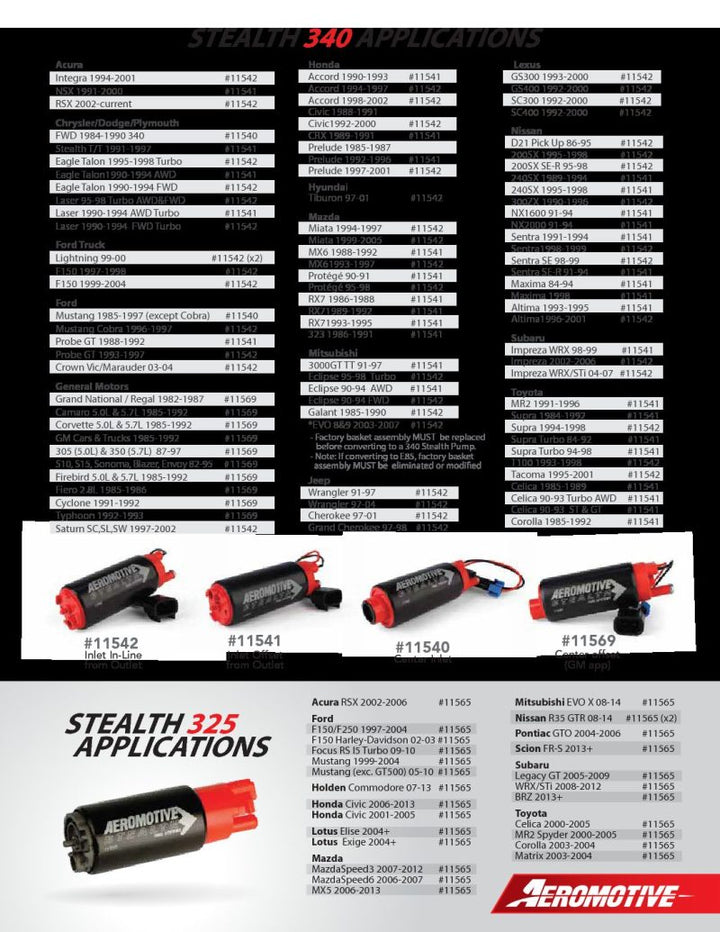 Aeromotive 325 Series Stealth In-Tank Fuel Pump - E85 Compatible - Compact 38mm Body - Bull Strap