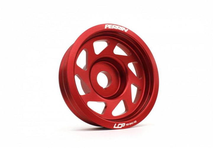 PERRIN 93-14 Subaru Impreza (Incl. 02-14 WRX) / 04-21 STI Lightened Crank Pulley - Red - Bull Strap