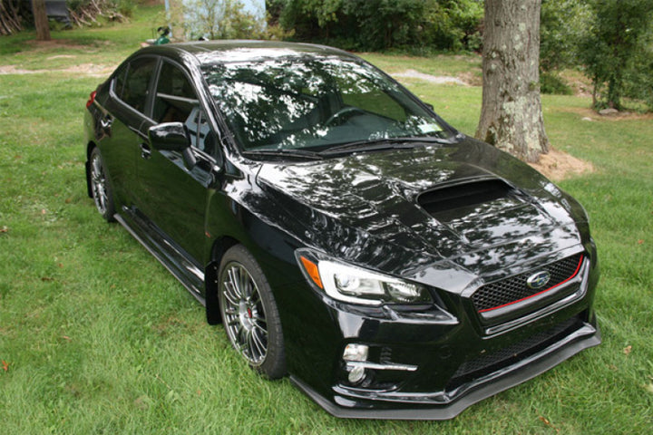 Rally Armor 15-21 Subaru WRX/STI Black UR Mud Flap w/White Logo - Bull Strap