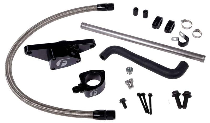 Fleece Performance 03-05 Auto Trans Cummins Coolant Bypass Kit w/ Stainless Steel Braided Line - Bull Strap