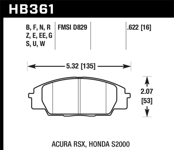 Hawk Honda S2000/Civic Type R/Acura RSX Front Race Pads - Bull Strap