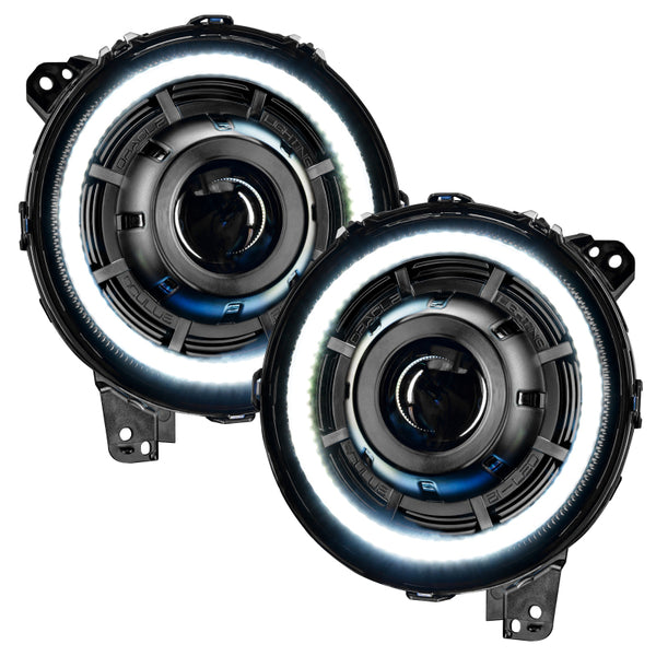 Oracle Oculus Bi-LED Projector Headlights for Jeep JL/Gladiator JT - Matte Blk - 5500K - Bull Strap