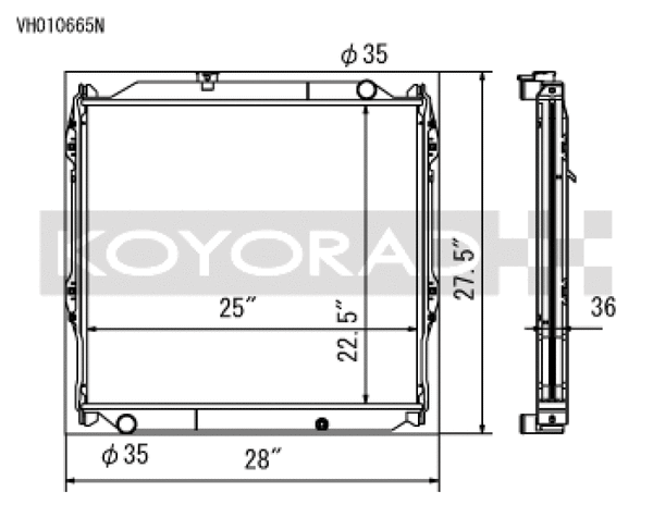 Koyo 96-02 Toyota 4Runner 2.7L / 3.4L w/ 5MT Radiator (Requires Cap PN SK-C13) - Bull Strap