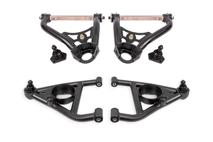 BMR 67-69 GM F-Body / 68-74 X-Body Non-Adj. Upper & Lower A-Arms (Polyurethane) - Black Hammertone - Bull Strap