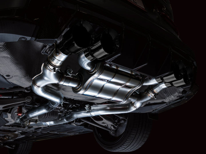 AWE SwitchPath Catback Exhaust for BMW G8X M3/M4 - Diamond Black Tips - Bull Strap