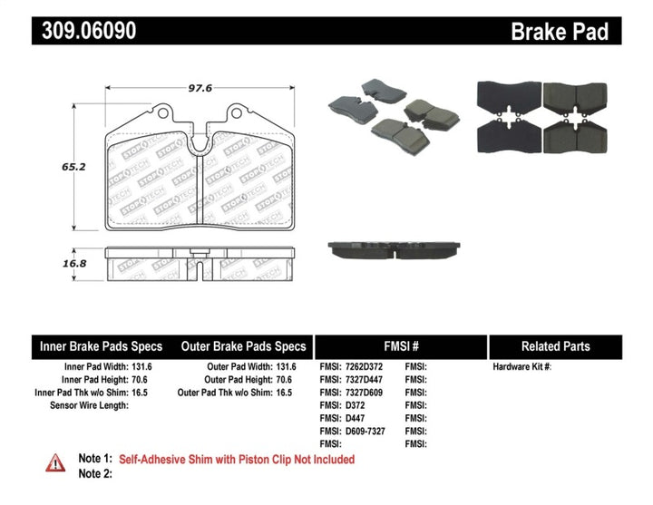 StopTech Performance ST-40 4 Piston Front Caliper Brake Pads - Bull Strap
