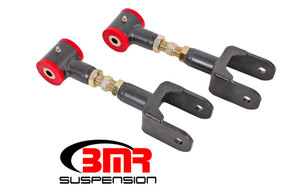 BMR 79-04 Fox Mustang Upper Control Arms On-Car Adj. (Polyurethane) - Black Hammertone - Bull Strap