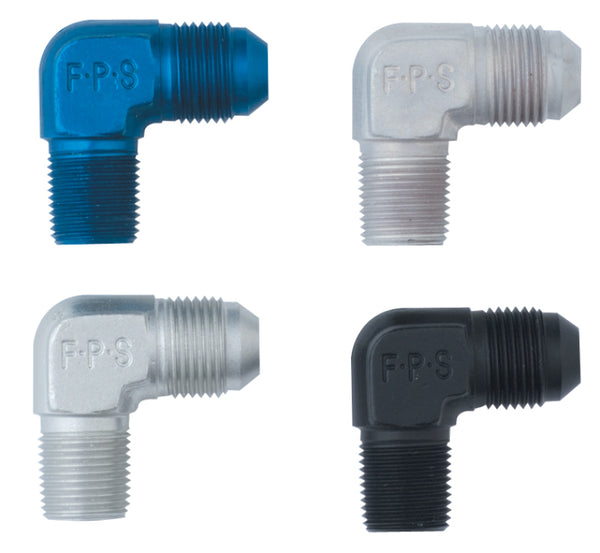 Fragola -6AN x 3/8 NPT 90 Degree Adapter - Black - Bull Strap