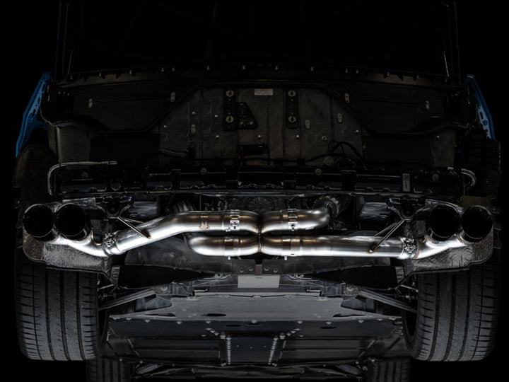 AWE Tuning 2020 Chevrolet Corvette (C8) Track Edition Exhaust - Quad Diamond Black Tips - Bull Strap